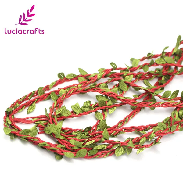 Lucia crafts ширина 1 см DIY воск шнур с листьями упаковочный материал домашняя декоративная веревка 2 ярдов/партия W0805 - Цвет: Red