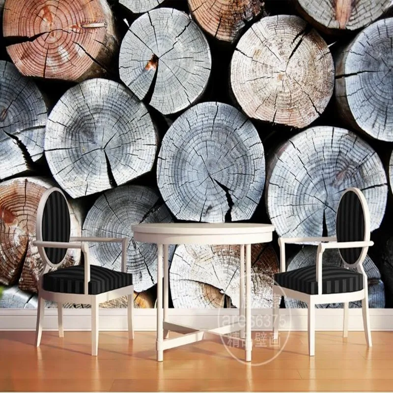 beibehang Custom made large scale mural nostalgic retro wood fresco