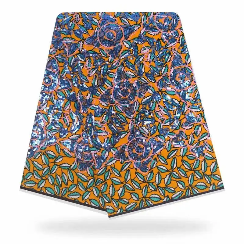 

YBG!African Holland Wax Fabric High Quality Cotton Dutch Wax With sequins Veritable Real Print Wax Fabric in 6 yards ! J41672