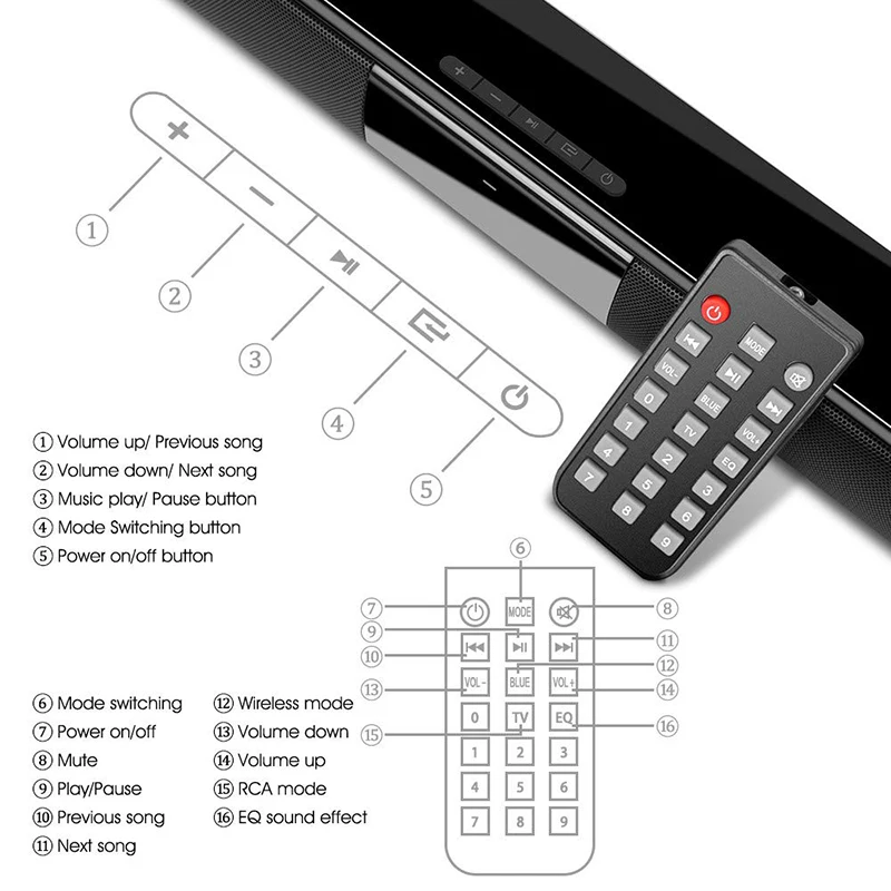  Soundbar 2.0 Channel Speaker for TV Sound bar Wired & Wireless Bluetooth Speaker with Built-in Batt