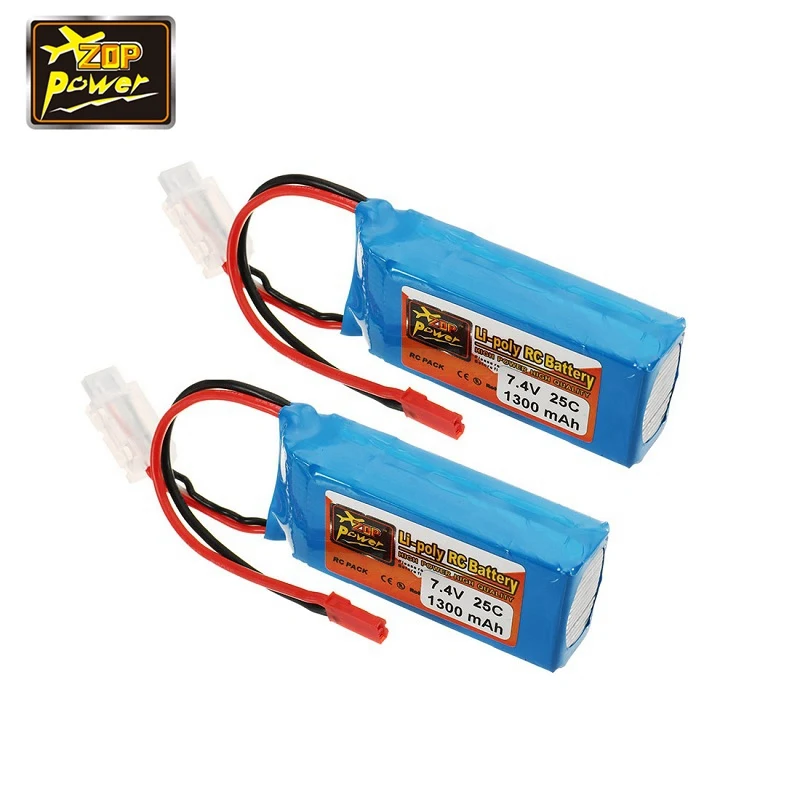 

2 PCS ZOP Power 7.4V 1300mah 25C 2S Rechargeable Lipo Battery JST Plug Connection for RC Models Helicopter Quadcopter DIY