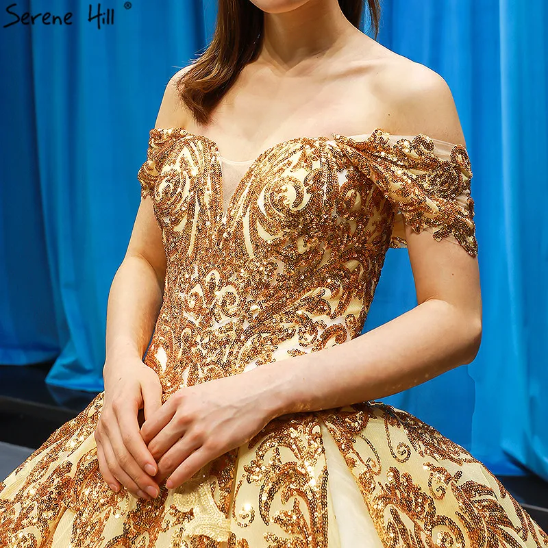 Роскошное Золотое свадебное платье принцессы без рукавов в Дубае, красивые свадебные платья без рукавов 66709