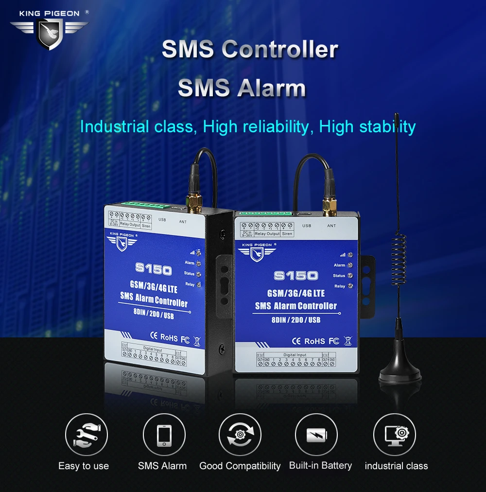 Interruptor de Relé Sistema de Monitoramento Alarme Celular Rtu Sms Remoto Iot Industrial In-built Verdog 8din 2do S150 Gsm 3g 4g 2 interruptor de relé sistema de monitoramento remoto