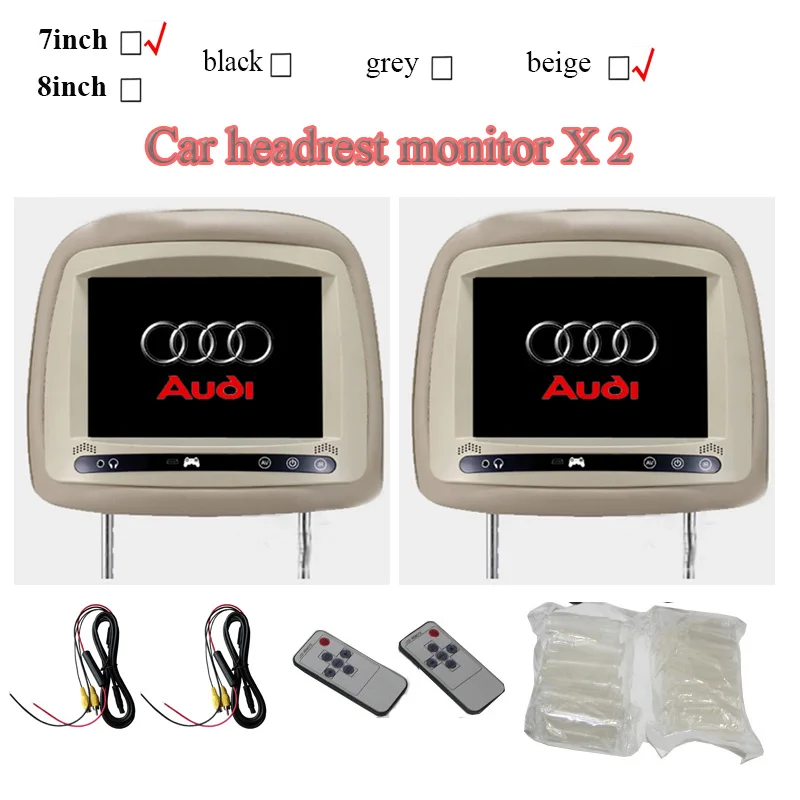 2 шт. автомобильный монитор 7 дюймов для audi A3 A4 A6 A4L A6L Q5 Q7 с сенсорной кнопкой 2AV вход