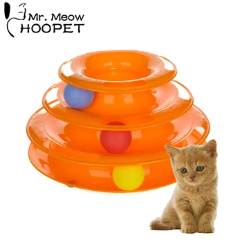 

Hoopet Top Quality Funny Cat Toy Rotating Orange Slide Intelligence Triple Play Disc Pet Toy Bouncy Balls Children Toy Kid