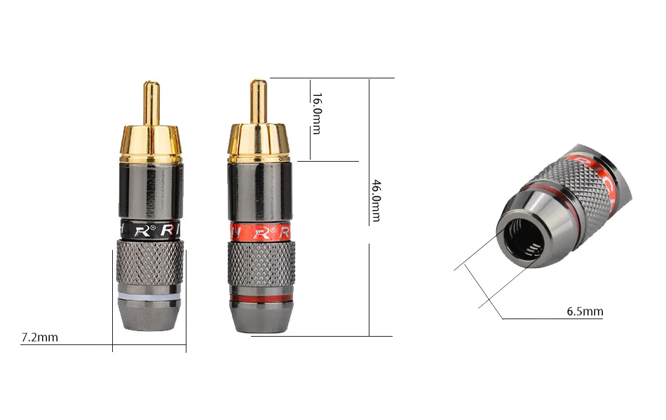 10 шт./лот разъем RCA позолоченные Провода разъем 6 мм кабель rca штекер Профессиональный Динамик аудио адаптер 5 пар красный+ черный