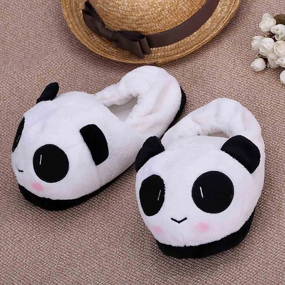 Women Girls Thermal Full Plush Slippers Indoor Slip on Slippers Panda Slippers