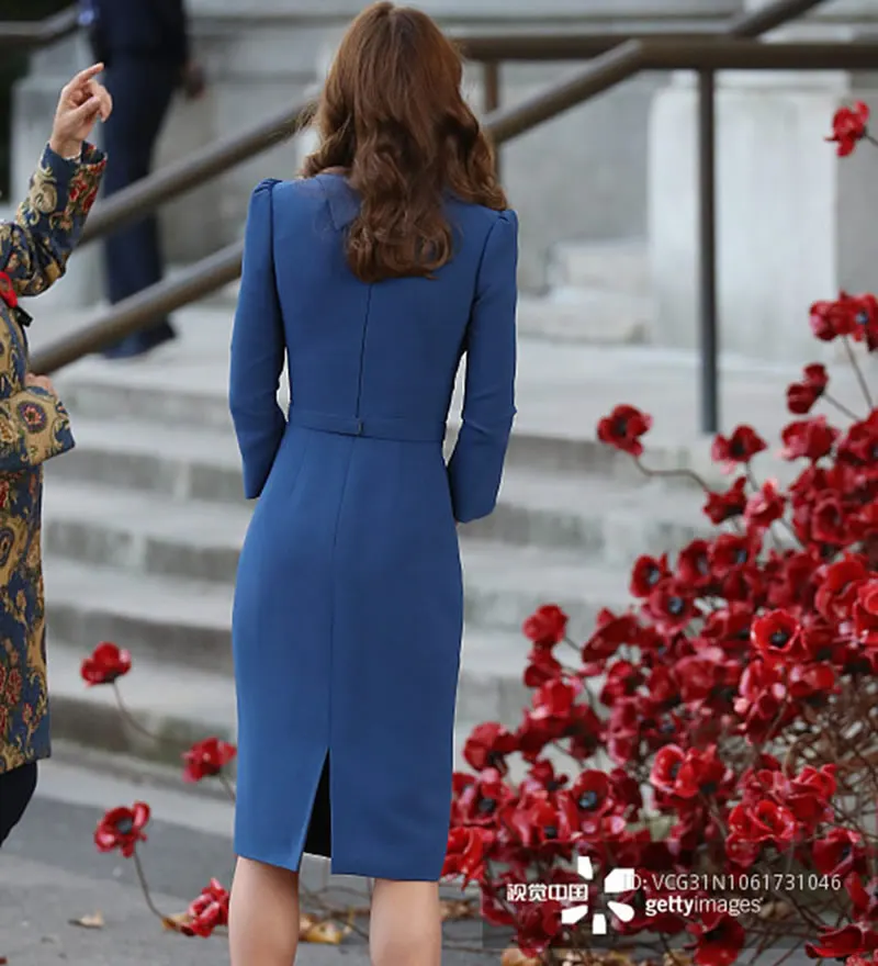 Новинка платье принцессы Кейт Мидлтон модные однотонные платья с длинным