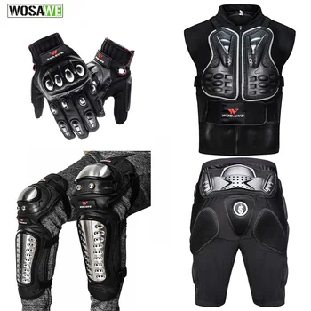 

WOSAWE Motorcycle Jacket Chest protect Back Support Body Armor Motocross Off-Road Motorcycle Hip Pad Alloy Steel Gloves Kneepad