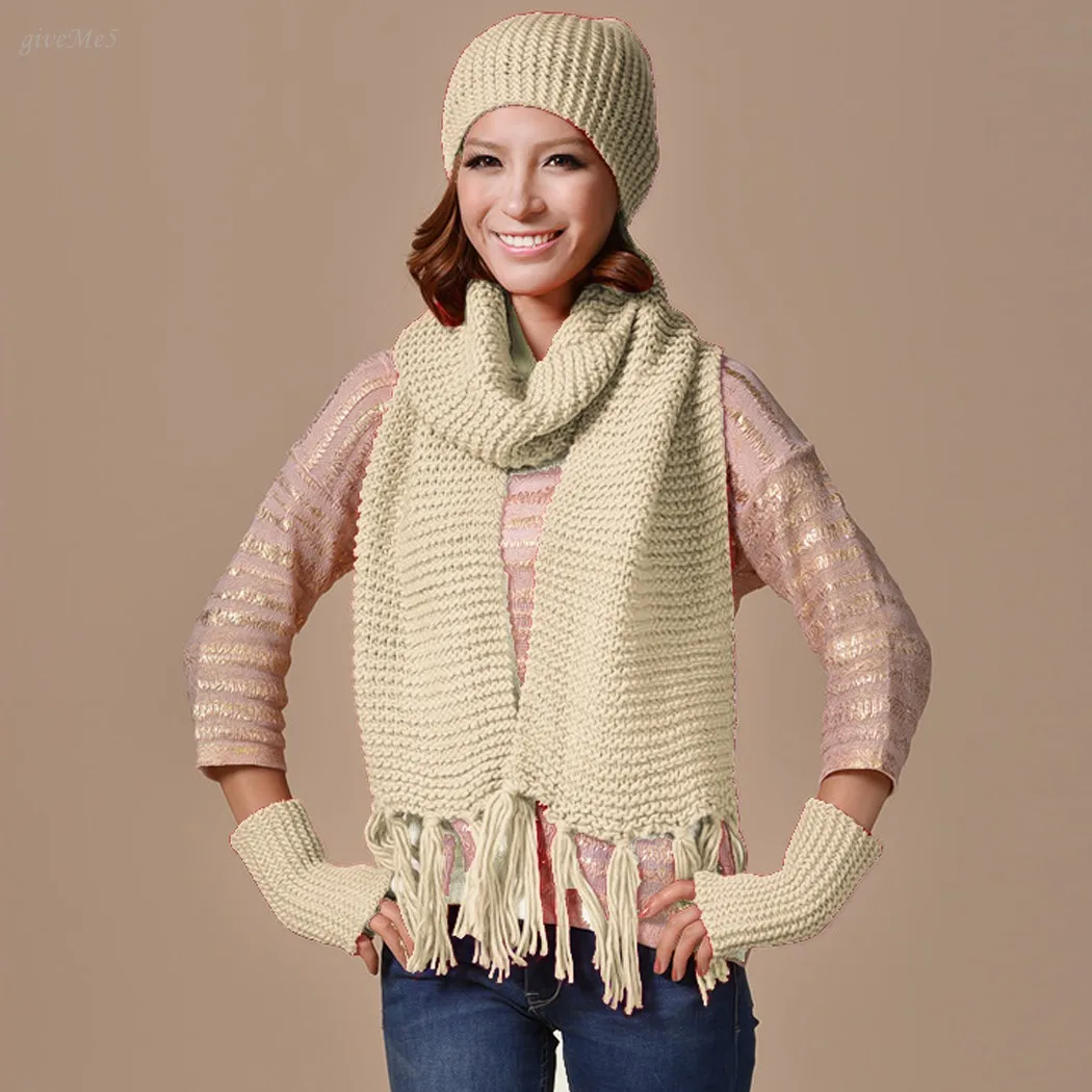 Women Winter Knitting Stylish Solid Soft Keep Warm Long Scarf
