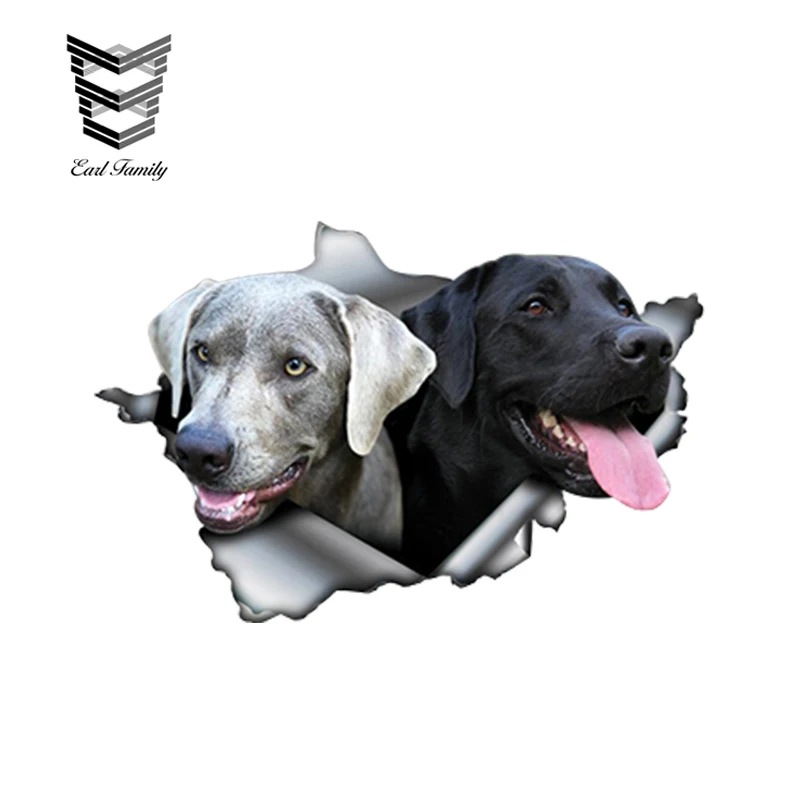 

EARLFAMILY 13cm x 8.6cm Brown and Silver Labs Car Sticker Torn Metal Decal Motorcycle Tuning Decor Labrador Sticker Pet Decals