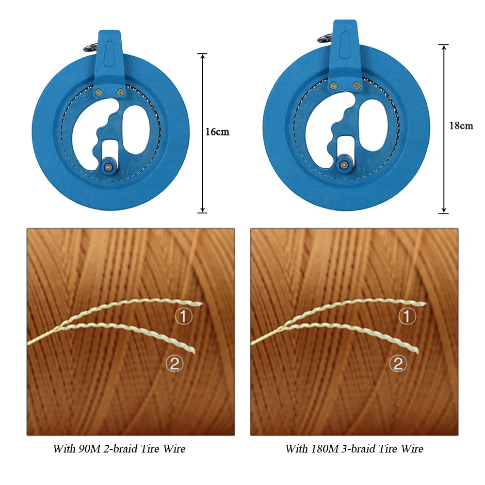 Круглая синяя пластиковая ABS 16 см/18 см катушка для воздушного змея+ 90 м/180 м кайт линия удобный шарикоподшипник Моток для воздушного змея с выдвижной ручкой