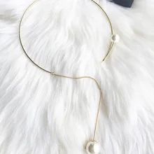 Новое поступление, женское металлическое круглое ожерелье, золотое ожерелье-воротник, ожерелье с имитацией жемчуга