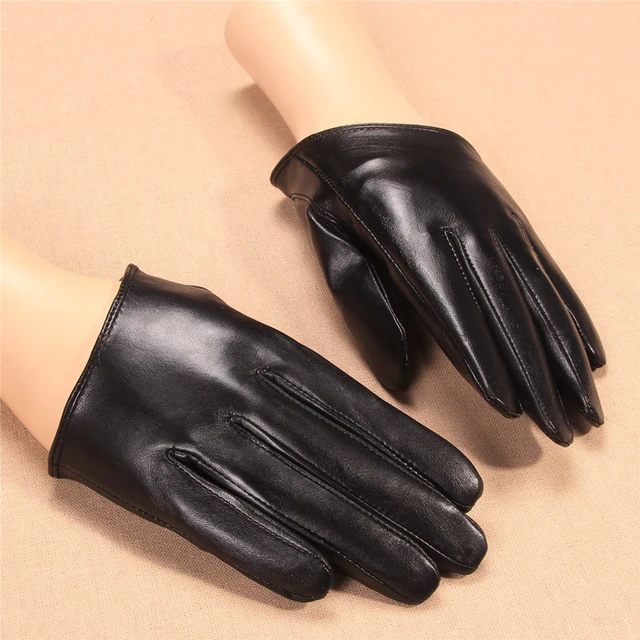 Guantes de cuero negro para mujer, guantes de piel de cabra importados de  alta calidad, cortos, dos estilos para mantener el calor en invierno -  AliExpress