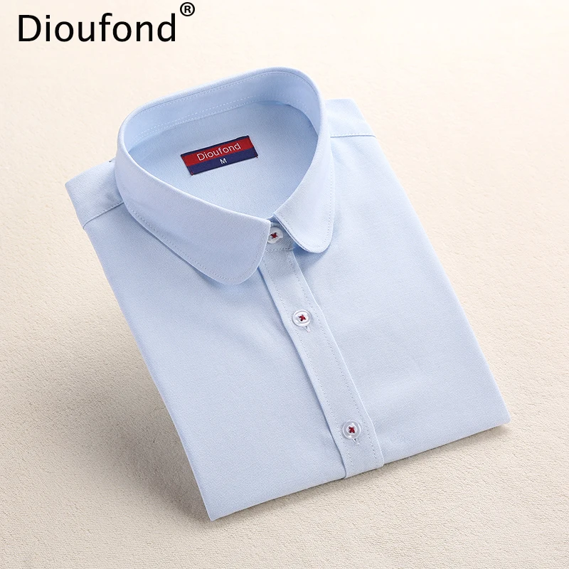 Dioufond, одноцветные, Оксфордские, мятные, женские блузки, длинный рукав, повседневные, блузка, рубашка, простой дизайн, для девушек, Офисная рубашка, Лето, S-5XL