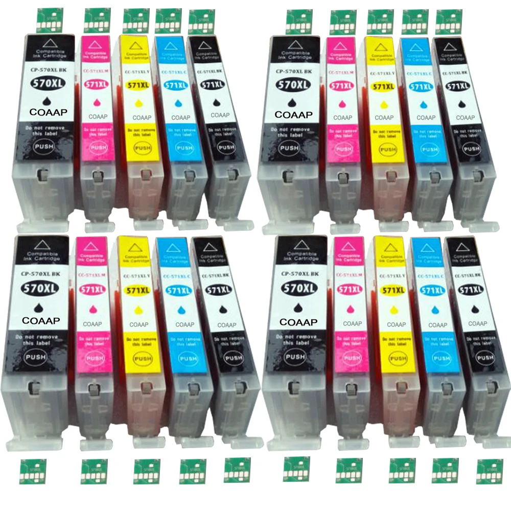 

20 XL Compatible pgi570 cli571 ink Cartridges for Canon 570XL 571XL Pixma MG 5750 5751 5752 5753 6850 6851 6852 6853