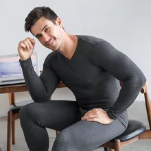 Утеплённые длинные кальсоны, мужское нижнее белье, плюс размер, v-образный вырез, теплое нижнее белье, шлифовальный зимний комплект с длинными рукавами, зимняя одежда для мужчин