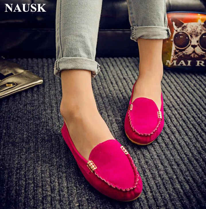 

NAUSK Hot Sale 2018 Summer Woman Flats New Fashion Pure Color Wild Concise Flat Casual Shoes Round Toe Comfortable Female Shoes