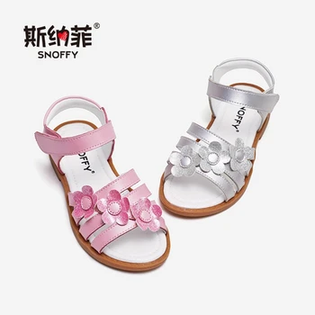

Genuine Leather Kids Shoes Summer Flower Pink Sandals for Girls Open Toe Princess Shoes Sandals Toddler Girls Beach Shoes TX495