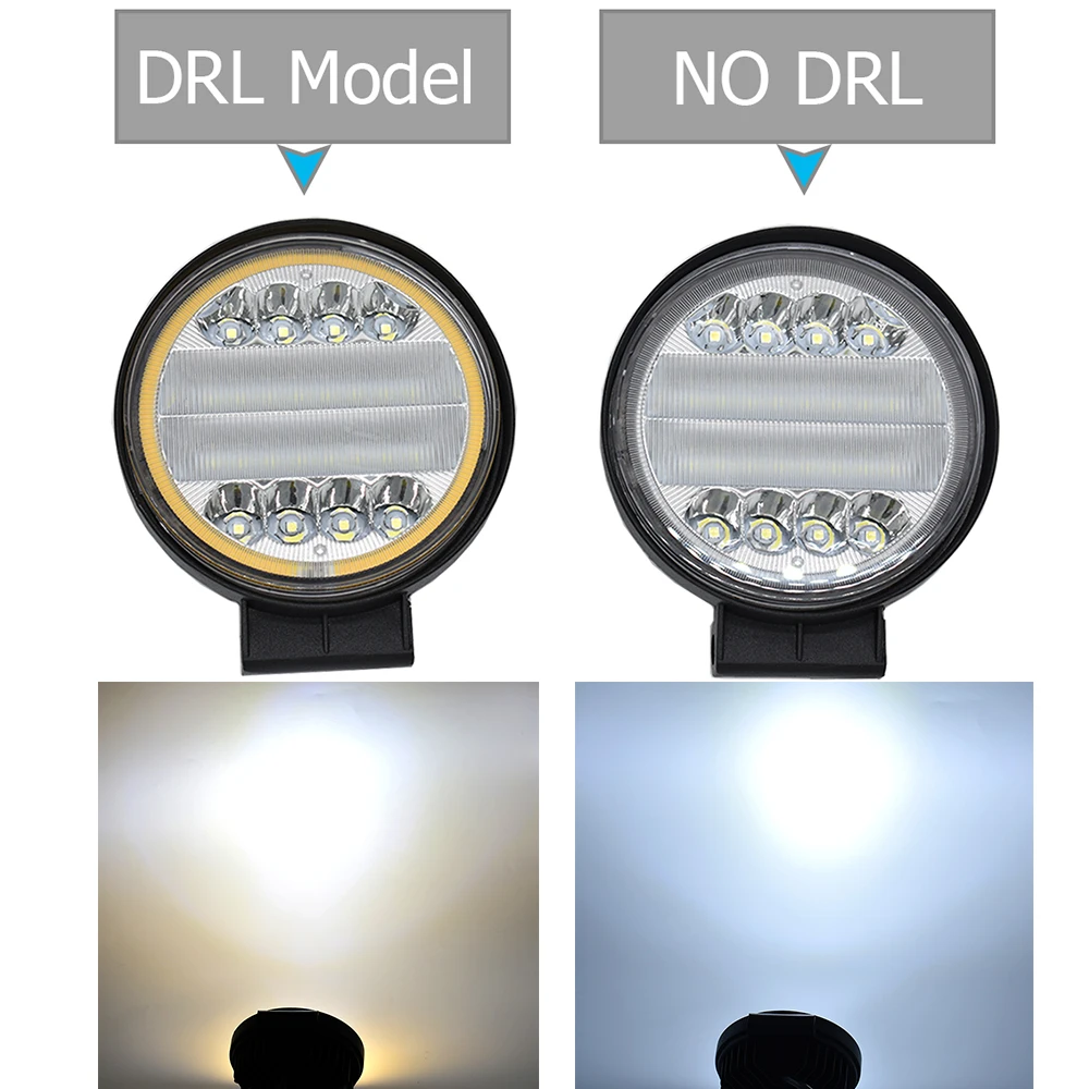

ECAHAYAKU 1x 4 Inch 72W LED Work Light bar with drl yellow DC 12V 24V Combo Beam Car Fog Lamp led Lights For Off-road Truck Boat