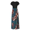 Women’s Casual Sleeve O-neck Print Maxi Tank Long Dress Dress 