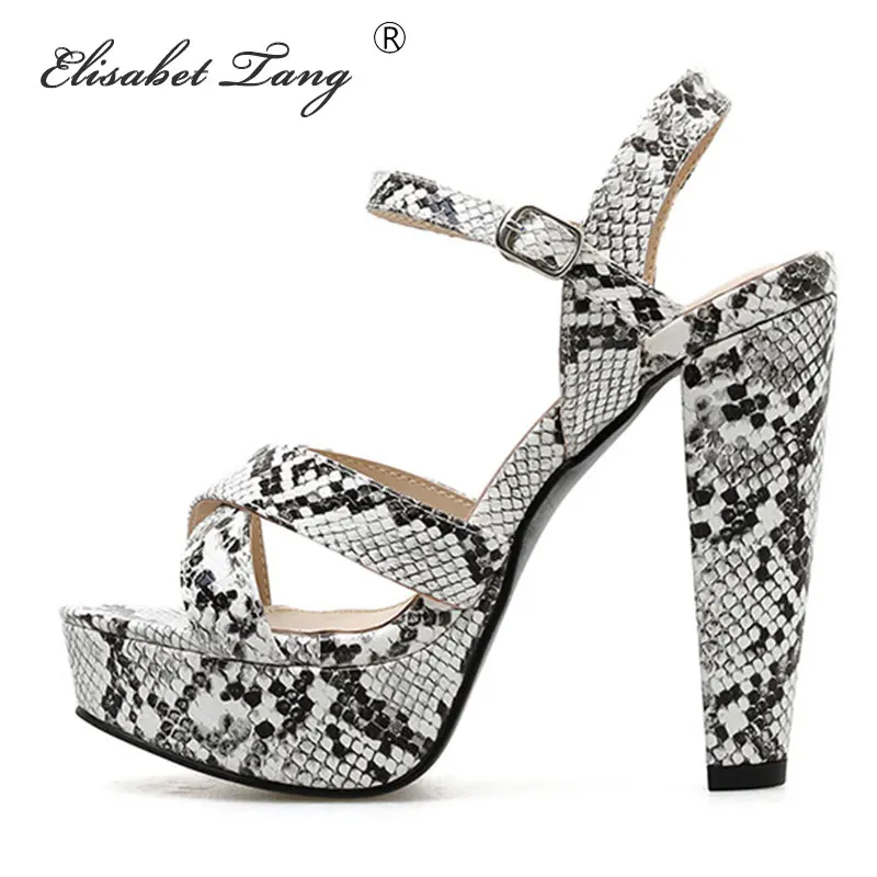 

ElisabetTang Women Sandals Thick High Heels Platform Sandals Rome Style Serpentine Sandals Women Summer Peep Toe Shoes Size 40