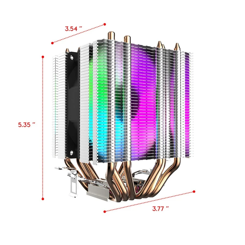 Cpu Air Cooler 6 тепловых трубок двухбашенный радиатор с 90 мм радужными светодиодными
