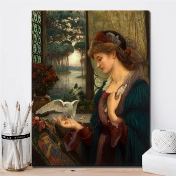 

British Painter Marie Spartali Stillman Love's Messenger Posters and Prints Wall Art Canvas Painting Home Decor for Lover Gifts