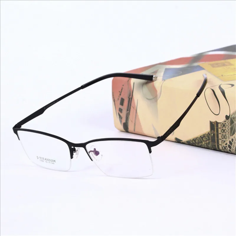 

The big box Fashion eye mens glasses frames prescription eyewear pure titanium Ultra-light half-frame mens eyeglass frames 65