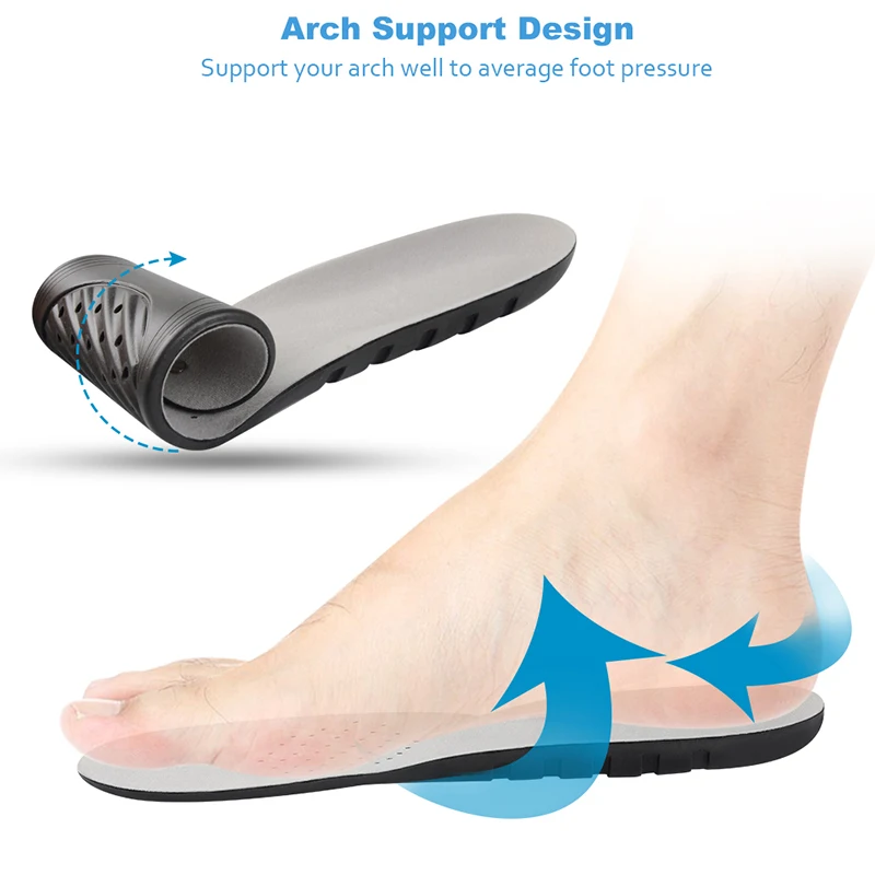 Soumit PU Foam Breathable Insole Shock Absorption Sweat-absorbent Sport Hiking Running Shoes Insoles Footbeds for Men