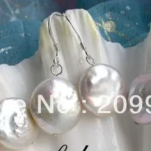 Hj 002232 3 пара 14 мм белый монета жемчуг серьга 925 серебро