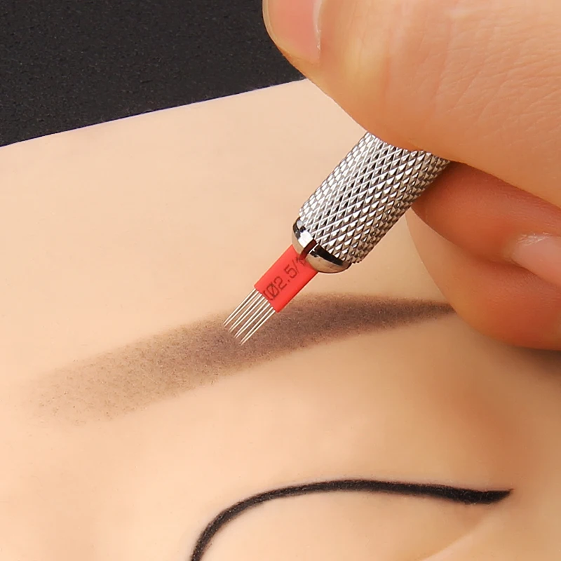 

100 PCS Details about 3D Permanent Makeup Eyebrow Tattoo Needles Microblading 4 x 3 Pins Round Blades