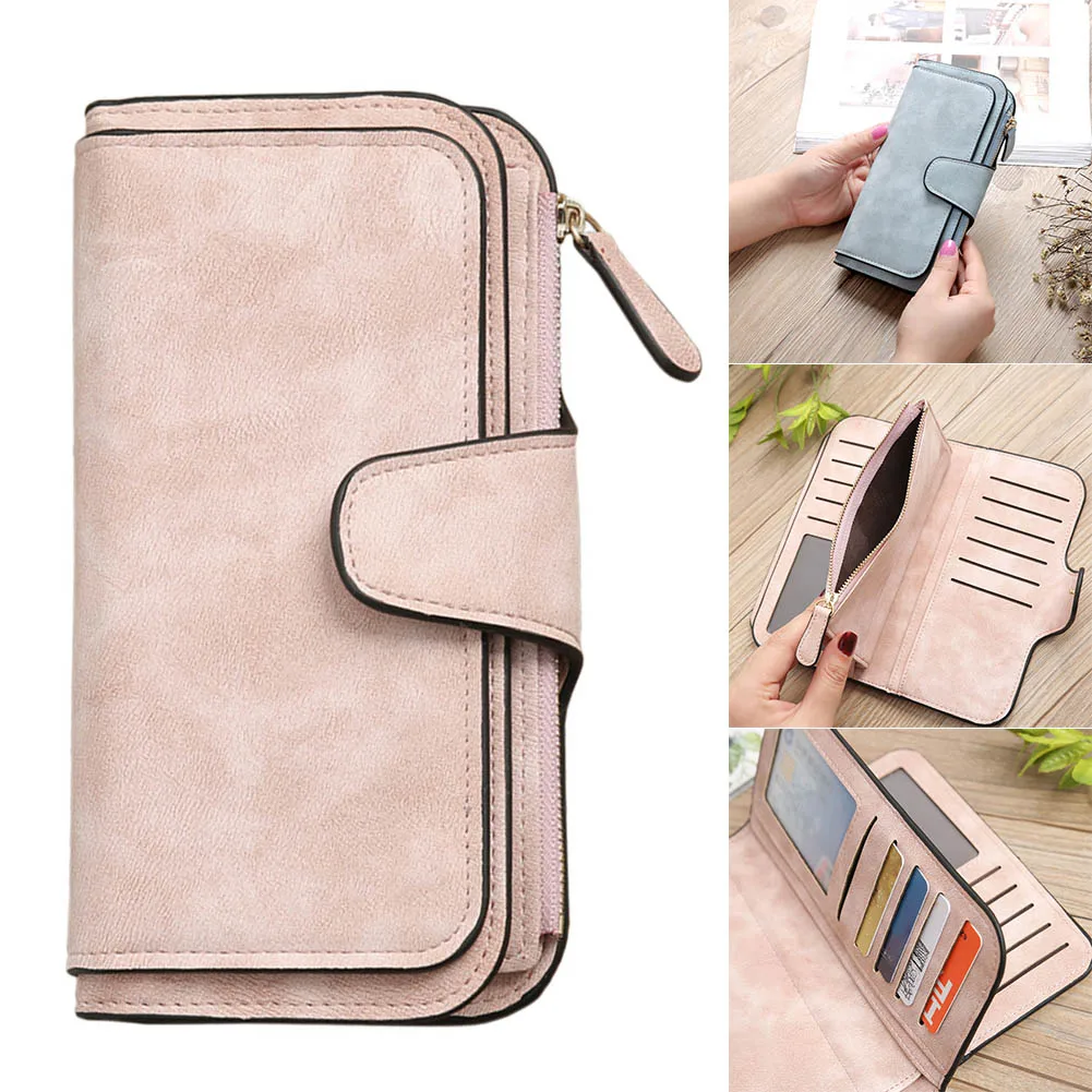

2019 Women Wallets Purse Retro Glamorous Multiple Slots PU Long Design for Cards Money LBY2019