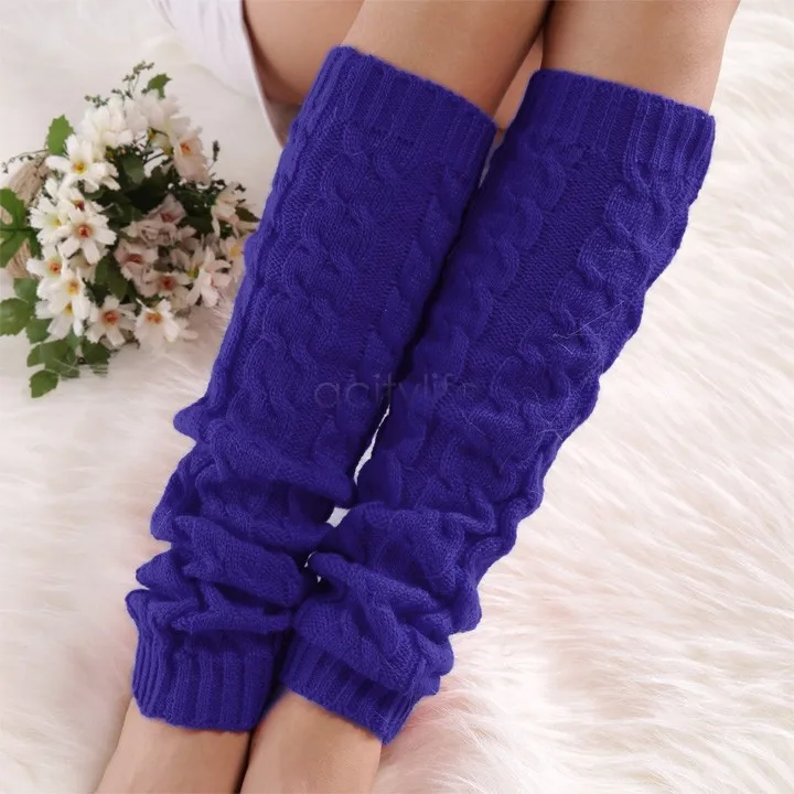 Зимние гетры для женщин модные гетры-манжеты на ботинки женский теплый длиной до бедра вязанные гольфы черные Рождественские подарки - Цвет: Purple