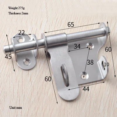 Sliding Bolt Lock Home Hardware, Stainless Steel Door Safety Latch Sliding Lock Barrel Bolt, 1 pcs