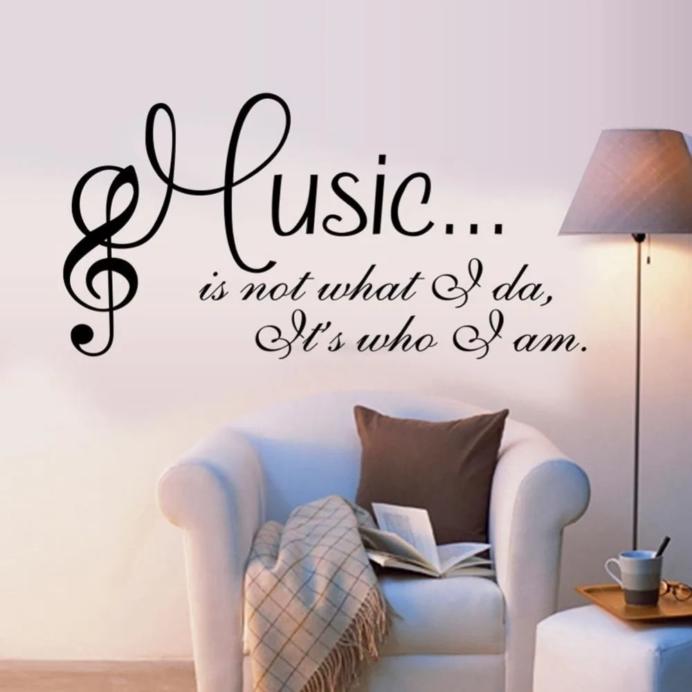 

Creative Music is Who I am Wall Art Sticker Studio Musician Bedroom Decal Home Decor Living Room Text Art Decals Wallpaper Z848
