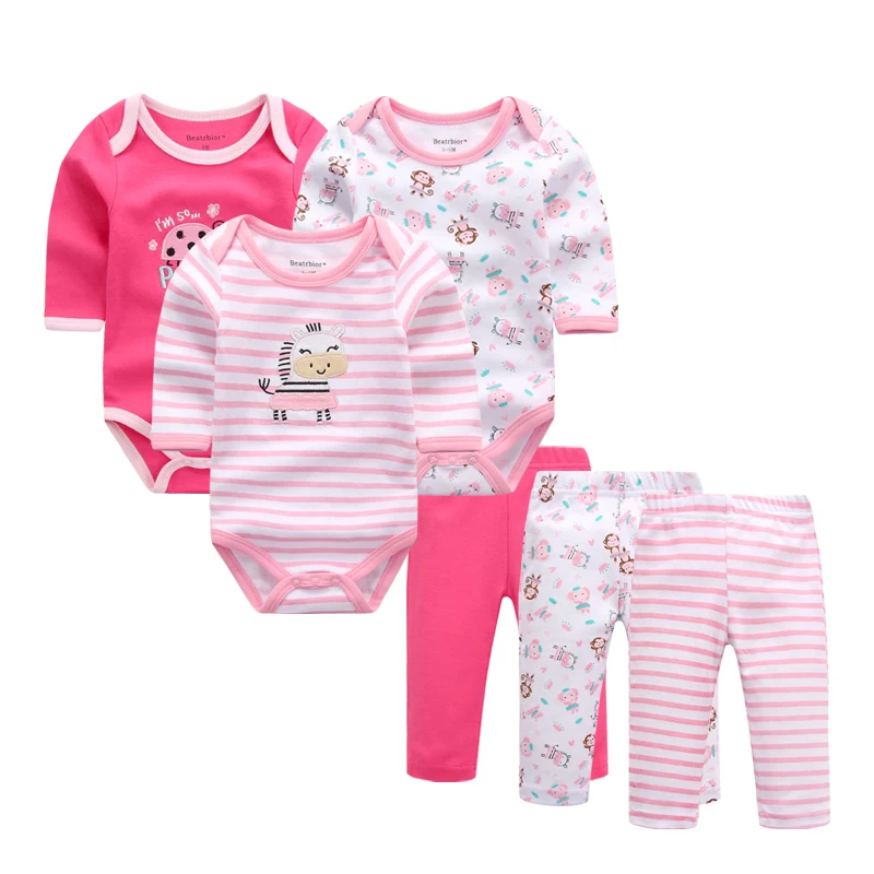 

6pcs/lot Baby Boy Clothes Newborn Infant Clothing Sets Autumn/Spring 100% Cotton Baby Rompers+ Baby Pants Baby Jumpsuits