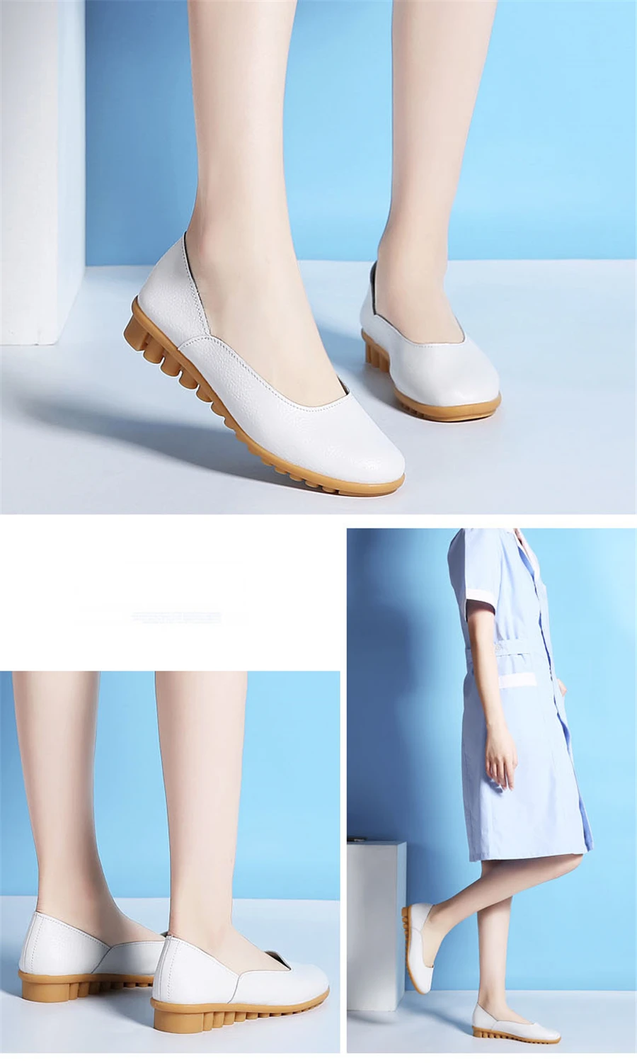Женские туфли 2867 на плоской подошве STQ, белые из натуральной кожа, слипоны для мам; белые туфли; лоферы, криперы, для весны