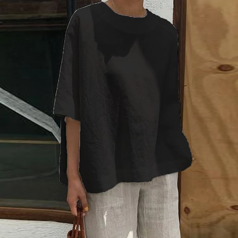 Summer Women Popular Daily Shirt S-5XL Baggy Loose Half Sleeve T Shirt Ladies Summer Casual Crew Neck Tops Blouse 2019 Hot