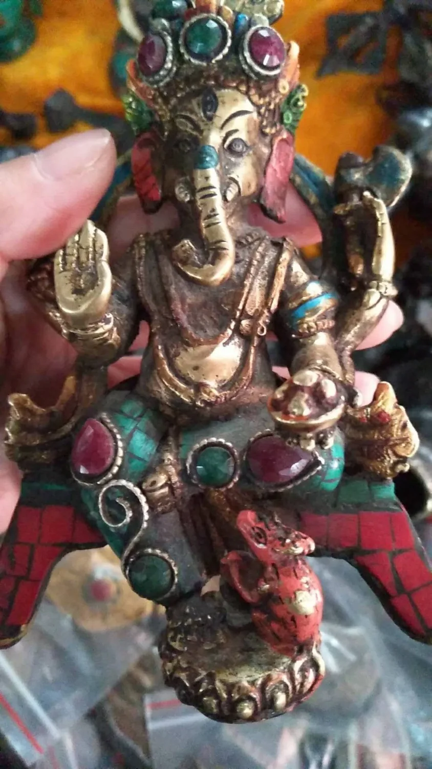 

Nepal, pure bronze, elephant trunk, God of wealth, elephant god, is exquisitely carved into the statue of God of wealth.