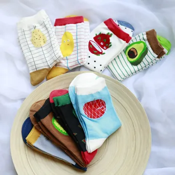 

Sale Cotton Kawaii Fruit Socks Women Pineapple Food Girls Socks New Design Spring Socks