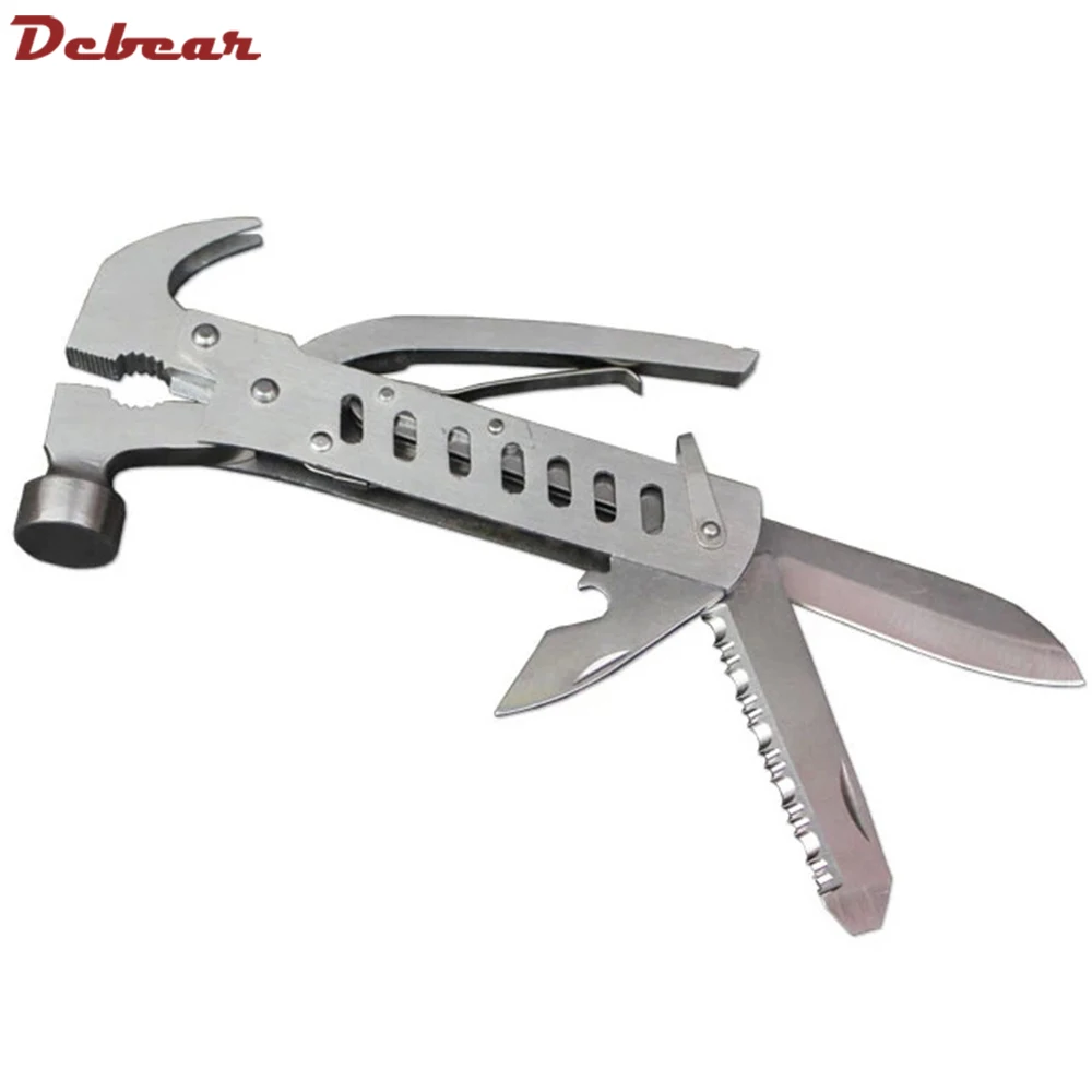 Folding Multifunction Outdoor Camping Pocket Tool Hammer Knife Pliers Screwdriver Saw EDC Tools