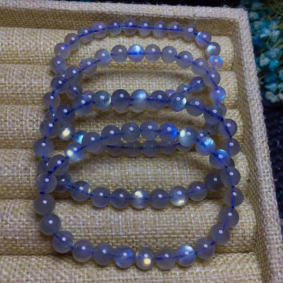 

100% Genuine Natural Rainbow Labradorite Bracelet Gemstone Crystal Stretch Round Bead Bracelets For Women 7mm Drop Shipping
