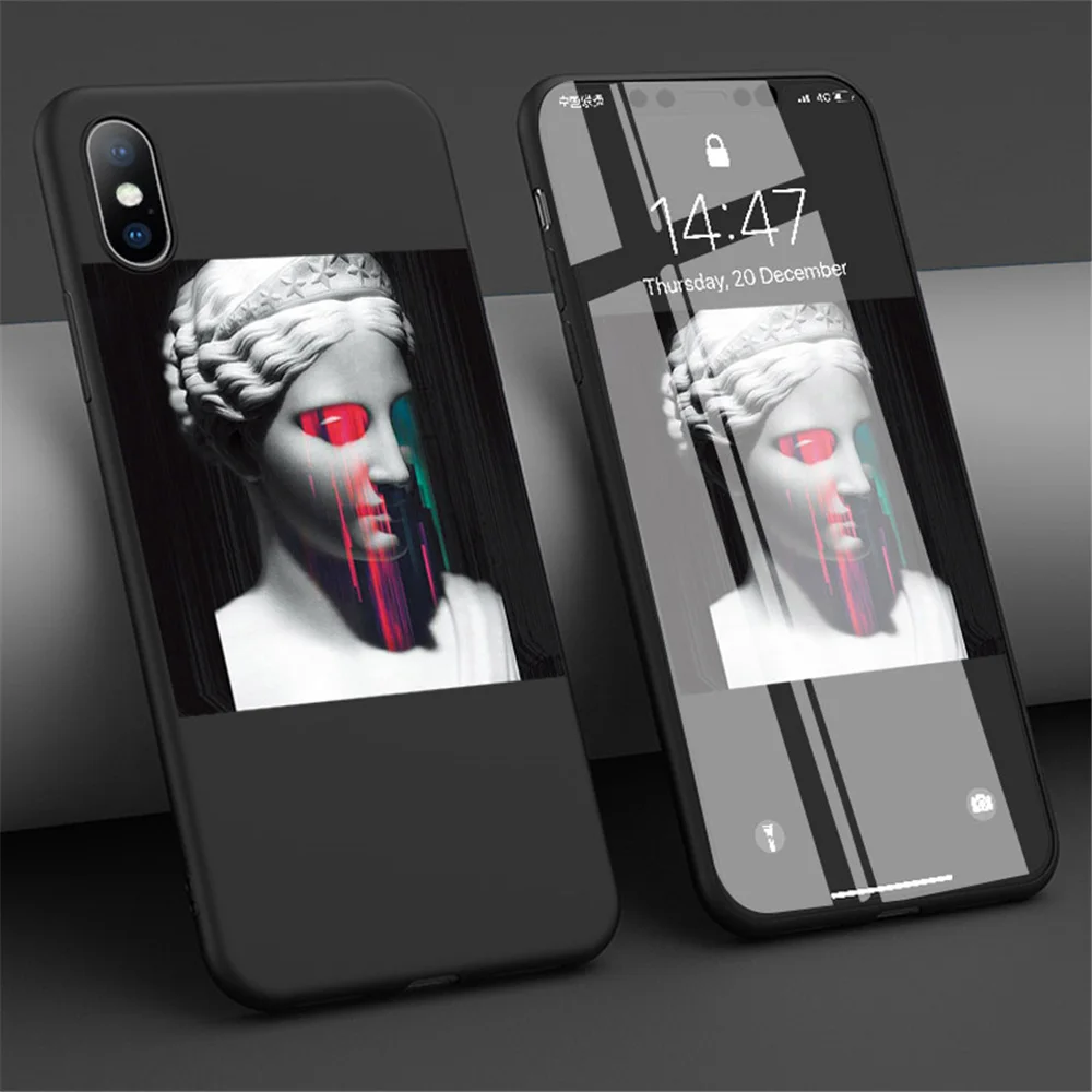 Lovebay для iPhone 6 6s 7 8 Plus X XR XS Макс 5 5S SE чехол для телефона статуя из мультфильма абстрактного искусства роспись мягкой ТПУ Shell для iPhone X