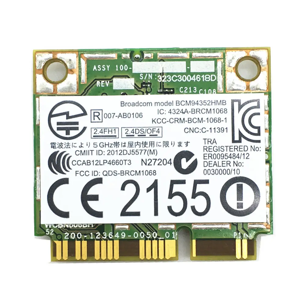 Беспроводная карта адаптера для Broadcom BCM94352HMB 802.11ac wifi 867 Мбит/с Беспроводная ac Bluetooth bt 4,0 комбинированная мини-карта
