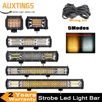 

Led Light Bar Offroad 4x4 4-23 Inch 7D Work Light Amber White Double Color Strobe Flash for Car Tractor Boat 4WD SUV ATV 12V 24V