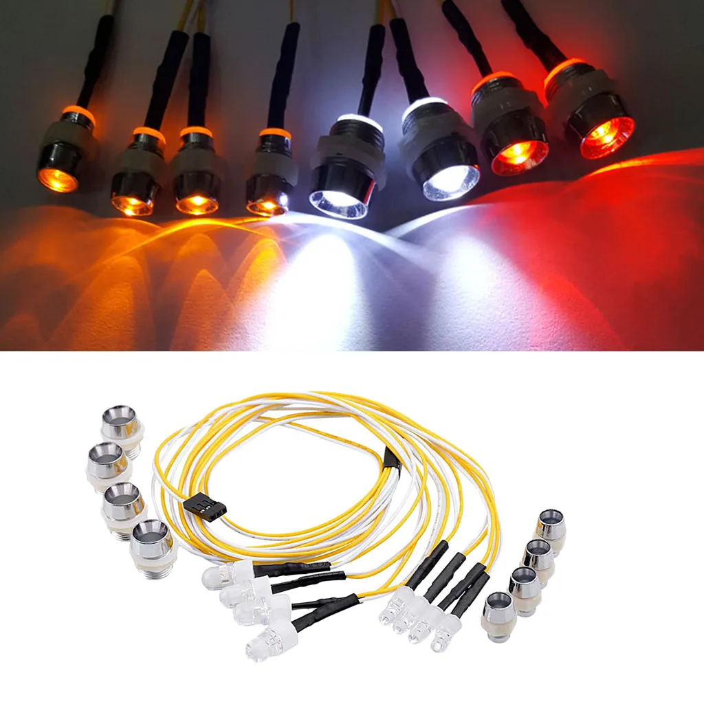 8 LED Light Headlight 8mm/5mm Lamp for 1/5 1/8 1/10 1/12 1/16 RC Model Car Part Accessories