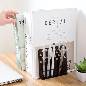 

Iron Stand Book Shelf With Pen Holders Desktop Magazine Book Storage Rack With Pen Case Office Storage Holders