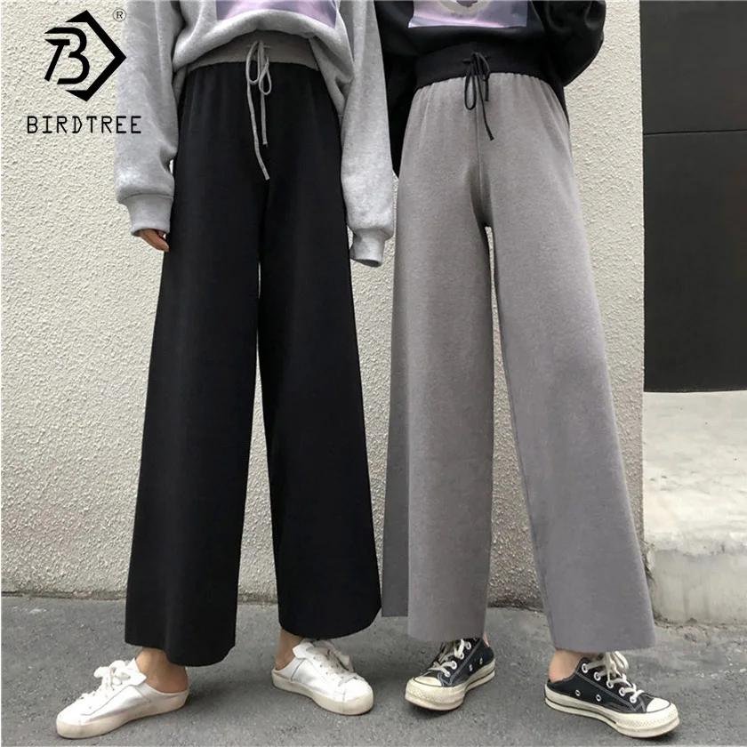 2019 Spring Women's Patchwork Pants High Waist Drawstring Ankle Length