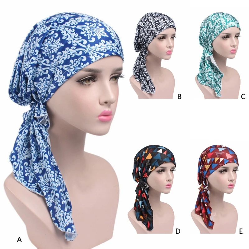 Женская химиотерапия шляпа предварительно завязанные тюрбан головы шарфы головные уборы бини покрывала лето